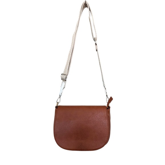 Antik Kraft Crossbody Saddle Bag Brown Vegan Leather Removable Strap - Picture 4 of 10